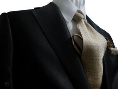 Traje para hombre GIORGIO FIORELLI 2 botones negro liso brillante piel de tiburón  Foto 3 de 4