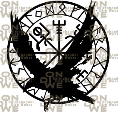 Aufkleber ''Vegvisir + Raven'' mittel Autoaufkleber, Wikinger, Viking (1447)