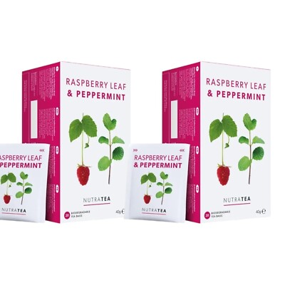 Nutra Tee Himbeerblatt & Pfefferminze 20 Teebeutel - Schwangerschaftsunterstützung - DOPPELPACK