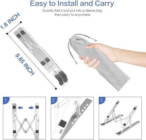 Portable Adjustable Aluminum alloy Laptop Stand Notebook Tablet Holder Foldable - Picture 20 of 21