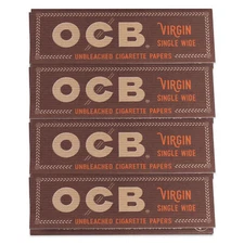 OCB Virgin Rolling Paper Single Wide Unbleached 1.0 Cigarette Paper (4 Booklets)