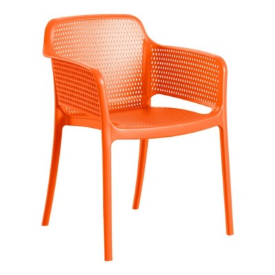 Bistro Style Sunset Orange Resin Stackable Outdoor Patio