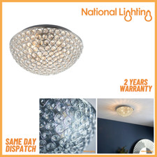 JAKE Chrome Ceiling Light IP44 Warm White Bathroom Lights with Crystal Beads