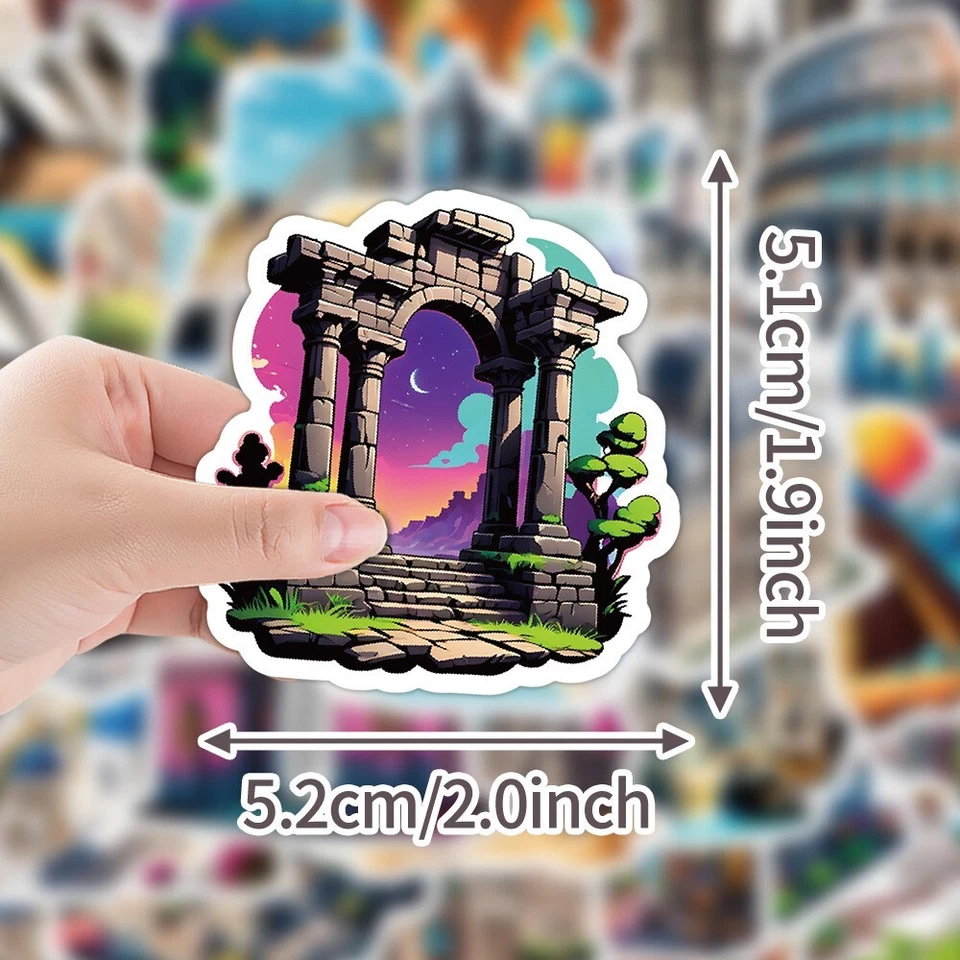 50 piezas pegatinas impermeables lugares de interés icónicos viaje vacaciones equipaje teléfono coche Foto 4 de 4