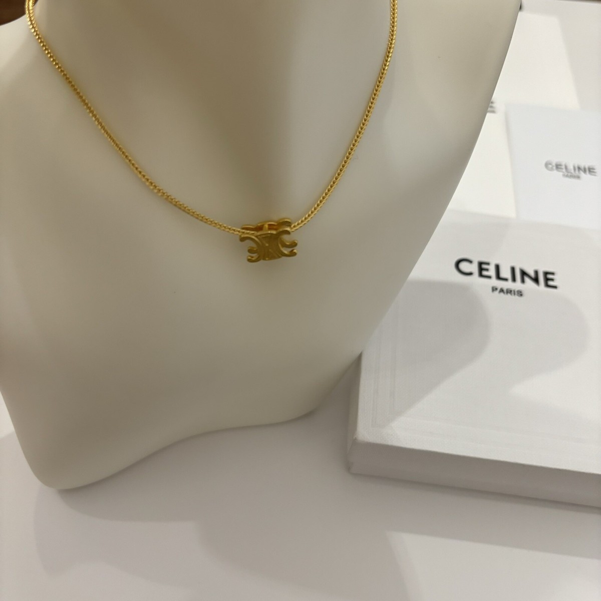 CELINE Gold Tone Adjustable Clean Fit Necklace Chocker With