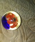 Vintage art glass paperweight, Orange Flowers — photo 2