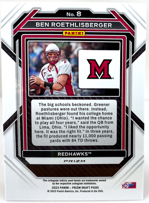 BEN ROETHLISBERGER 2023 Prizm Draft Picks Football Red Ice Rookie Card RC