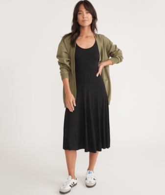lexi rib fit and flare midi dress Women's Lexi Short Sleeve Fit & Flare Midi Dress | Blue main image 1
