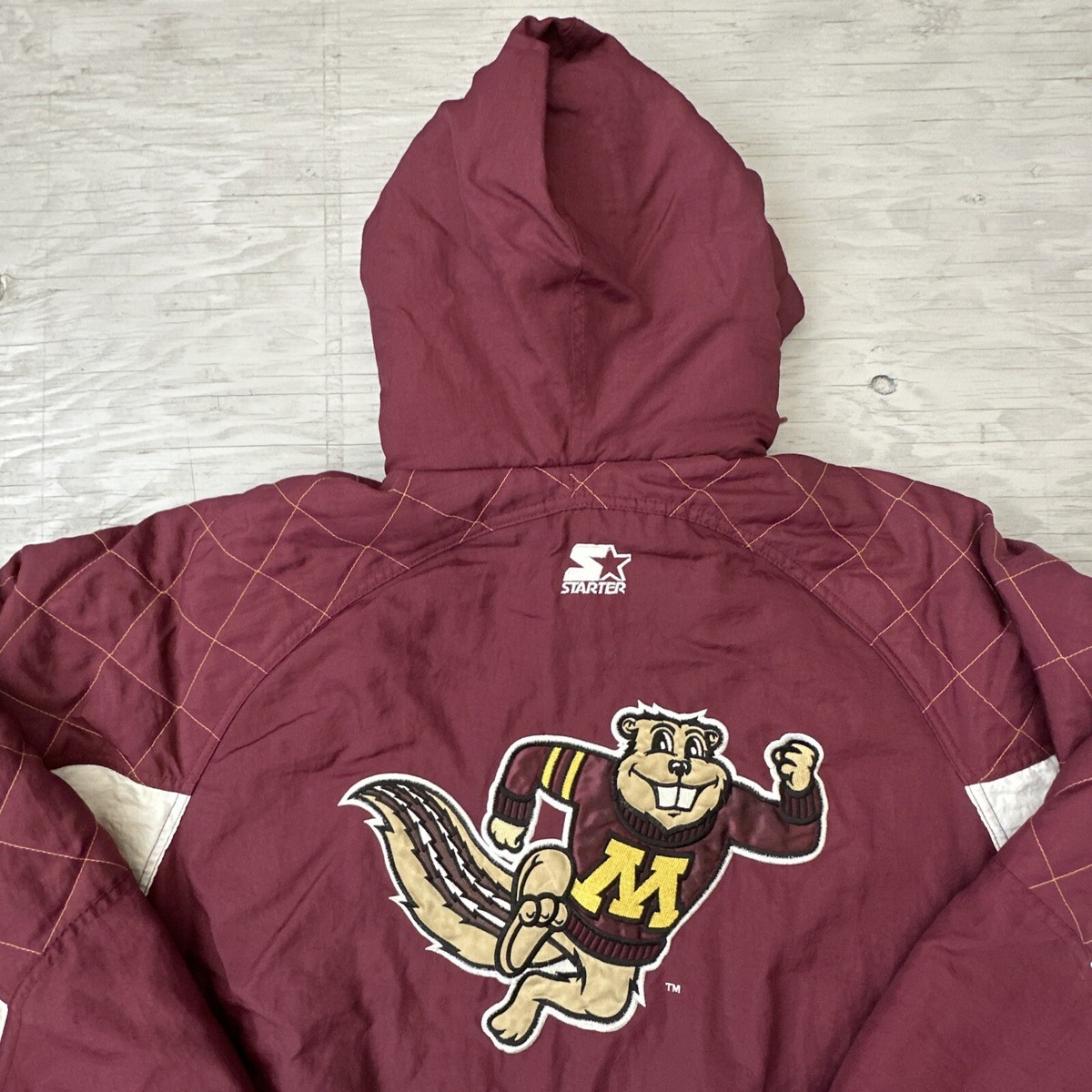 初期 90s FINAL 1 Archive nyloncoat Vintage 90s University Of Minnesota Gophers Starter Full Zip