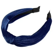 1.2-Inch Wide Navy Blue Velvet Knotted Headband Non-Slip Hairband for Women