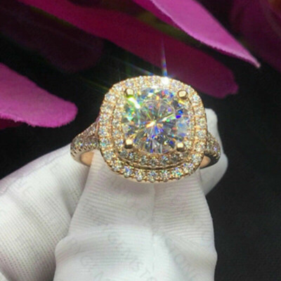 2.80CTW Round VVS1 Moissanite 14k Yellow Gold Plated Engagement Anniversary Ring