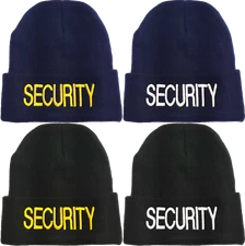 SECURITY Large Embroidered Beanie FLEECE LINED Warm Winter Watch Cap Winter Hat