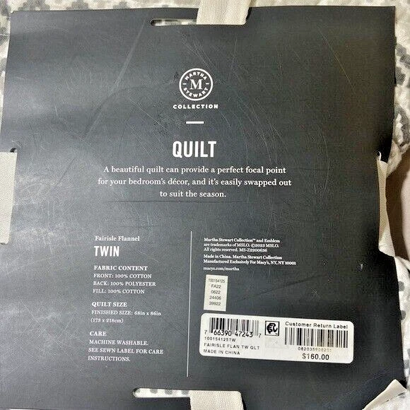 COLECCIÓN MARTHA STEWART Fair Isle Franela Acolchada Doble Gris Foto 2 de 2