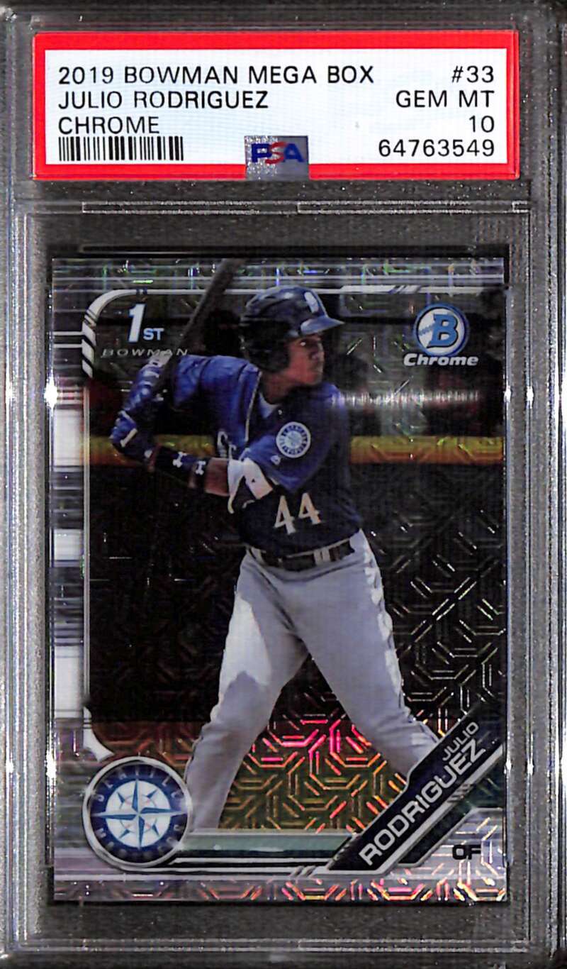 2019 Bowman Chrome Mega Box Refractor bcp33 Julio Rodriguez Rookie PSA 10 GEM MT