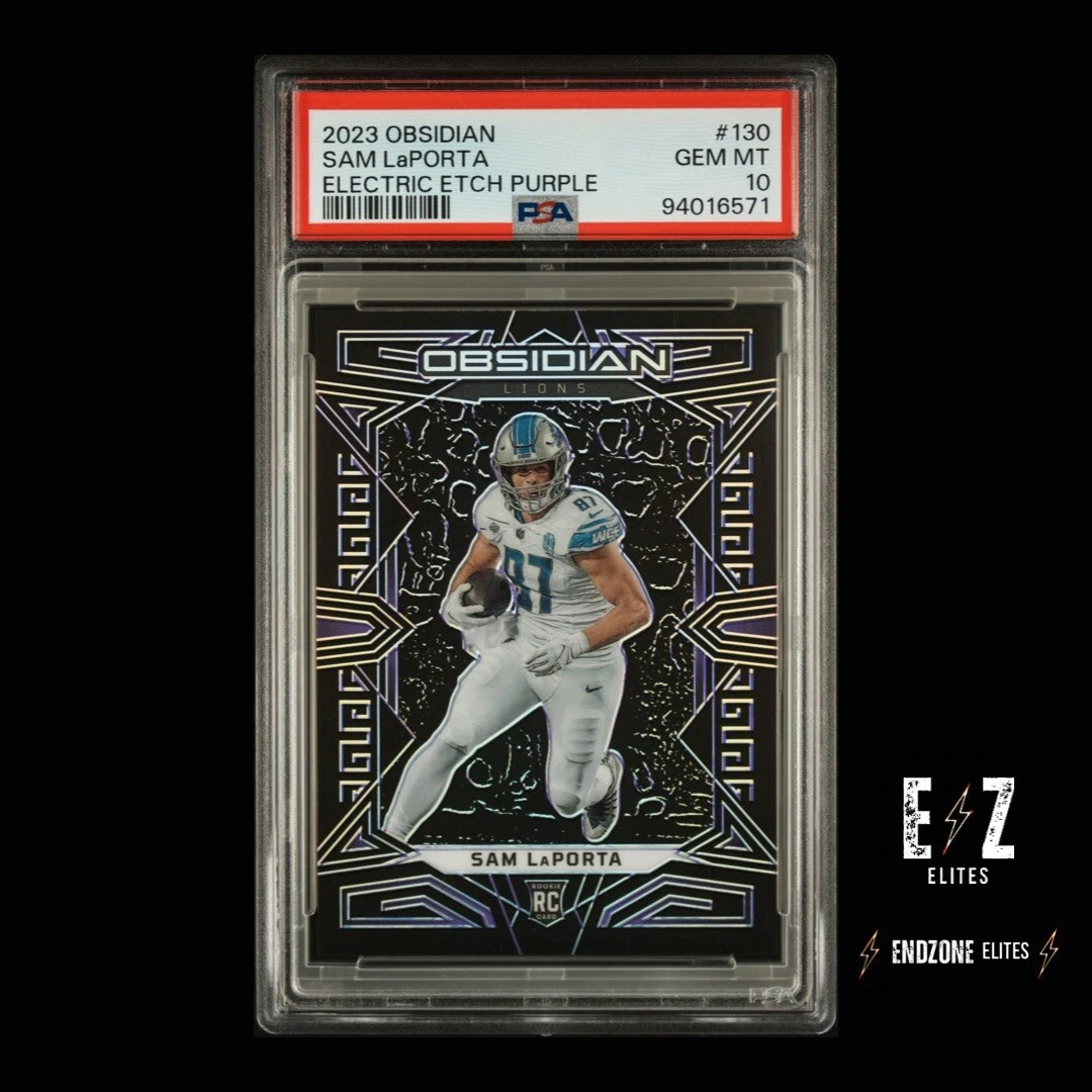 Sam LaPorta Panini Obsidian #130 Electric Etch Purple