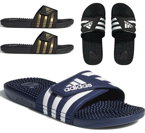 Mens Adidas Sliders Adissage slides Massage Footbed Summer Beach Pool Shoes - Picture 1 of 29