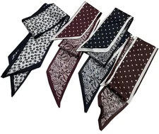 4 Pack Purse Scarf for Bags Silk Head Scarf for Hair Handbag Women Scarfs Rib...