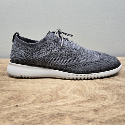 Cole Haan 2.ZeroGrand Shoes Men 8.5 Gray Knit Wingtip Oxford