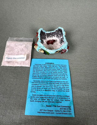 Zuni Bear Fetish Small Pot Crushed Turquoise Cornmeal Marvelita Phillips Style