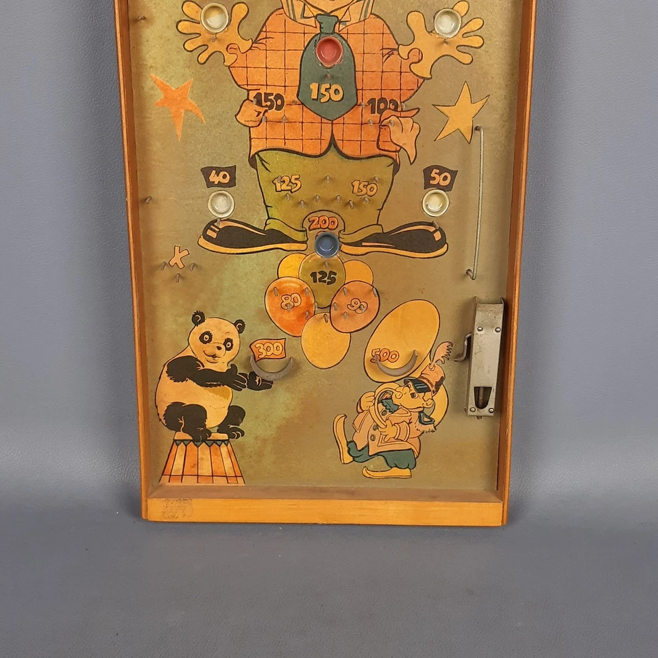 Antique Jeu Flipper Bagatelle Bois Métal Thème Clown Cirque Premières ‘900 - Photo 4/4