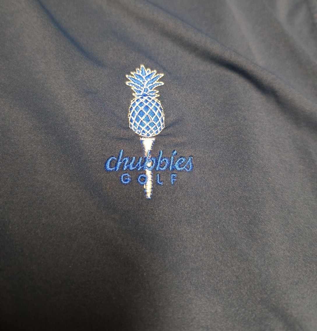 Chubbies Men's Short Sleeve Performance Flag Polo Shirt Navy Blue Size Large