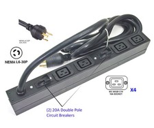 APC 6.24kVA PDU - 1U Rack-mountable - IN: NEMA L6-30P, OUT: 4 x IEC 320-C19