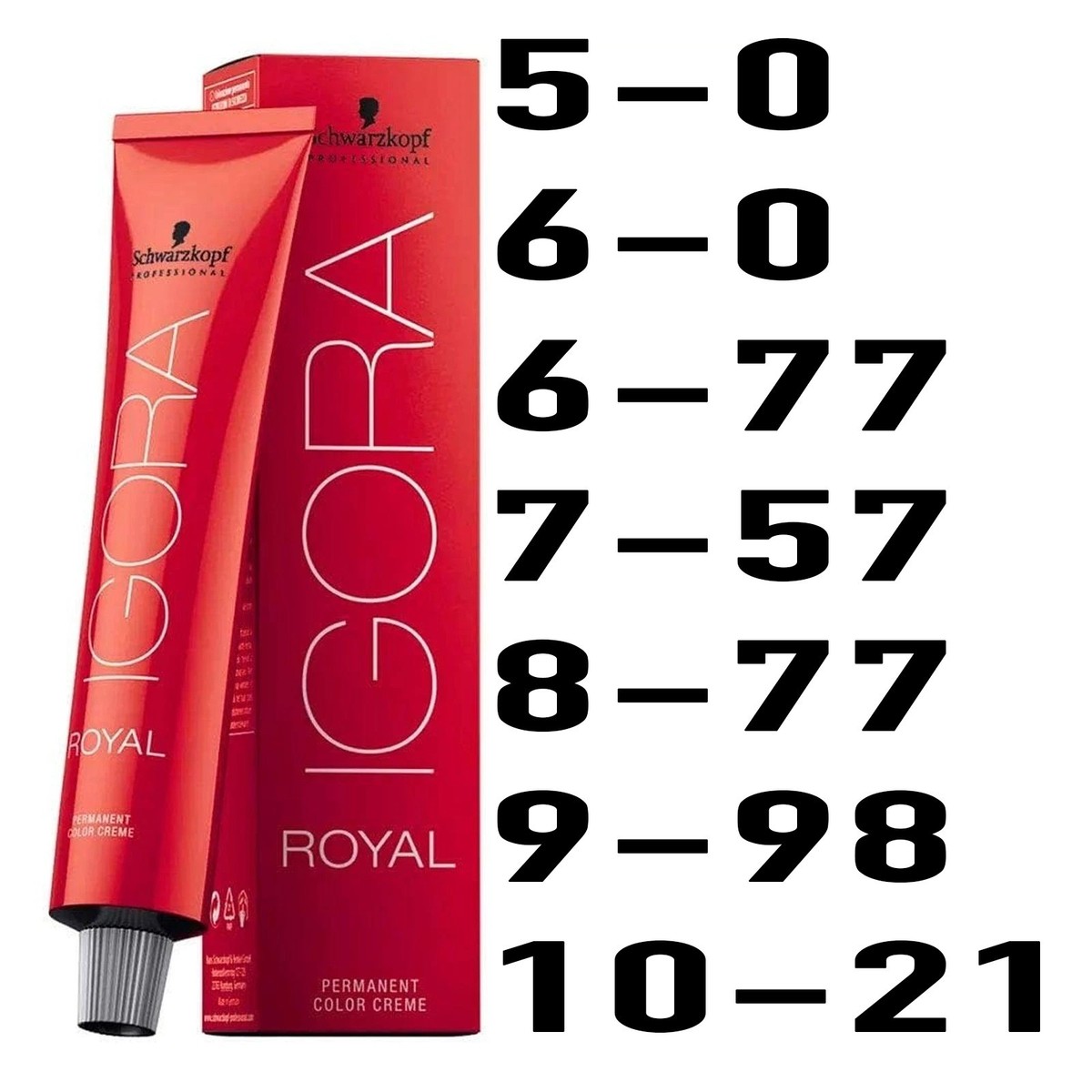 Schwarzkopf Igora Royal Permanent Hair Color 5-0 6-77 7-0 7-57 8