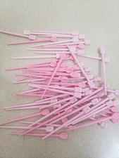 Vintage Pink Hair Curler Roller Pins Picks Plastic Fasteners Lot of 60