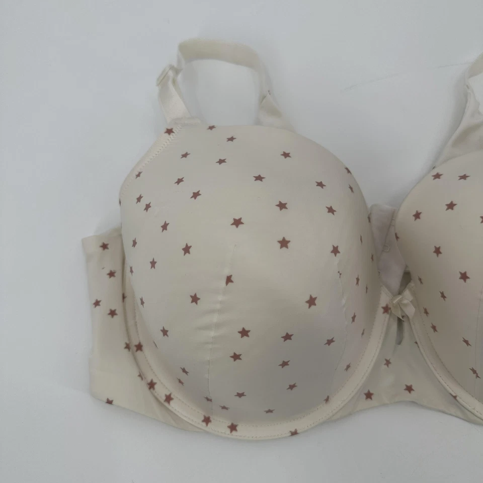 Torrid Curve Bra Womens 42DD Ivory Star Print 360 Back Smoothing T-Shirt Padded - Image 3 of 4