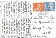 GOLDPATH: Switzerland postcard 1960 to USA CV931_P18