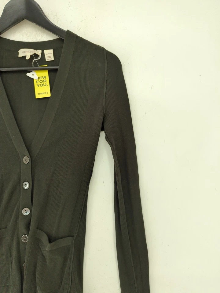 Cárdigan para mujer Inhabit S negro 100 % algodón cuello en V Foto 4 de 4