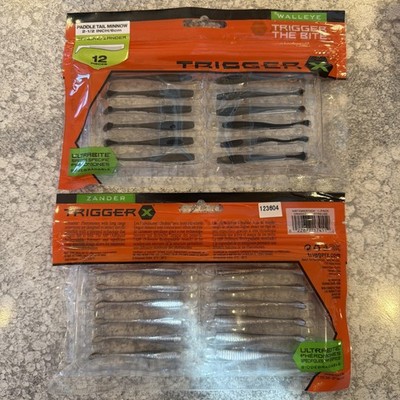 2 Packs Trigger X 2.5  Paddle Tail Minnow Orange Chartreuse