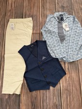 Nautica Boys 4 Piece Shirt Pants Tie Vest Set Size 6