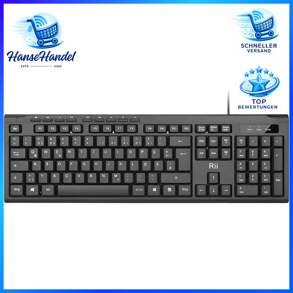 Kabelgebundene Tastatur USB Qwertz Deutsch Schwarz FüR PC Laptop Mac Windows-image