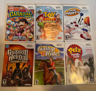 Lot Of 6 Wii Games OOP Toy Story Mania! Gallp Petz Carnival Guitar Hero III Nint