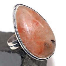 925 Silver Plated Sunstone Ring US 9 Daily Wear Gift Jewelry JW