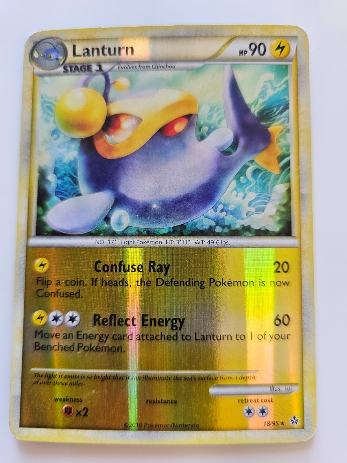 Pokemon Lanturn Reverse Holo HS Unleashed 18/95 LP
