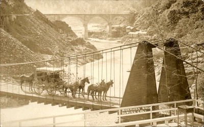Auburn CA Stagecoach on Bridge c1920 Real Photo Vintage Postcard bhn