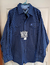 NWT Men's Panhandle Select Blue Western Shirt With Black Pearl Snaps Sz Large