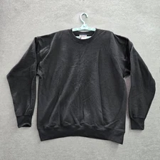 VINTAGE Hanes Men Sweatshirt L Black Fleece Ultimate Cotton Printpro Long Sleeve