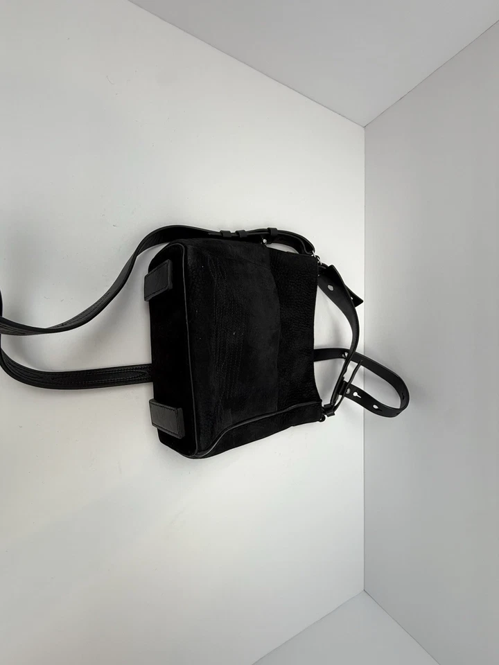 AllSaints Black Leather Crossbody Shoulder Bag Minimalist Bucket Style - Image 4 of 4