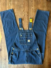 Carhartt Blue Denim Bib Overalls 34x36 Loose Fit Bibs New With Tags OR4672-M Y2K