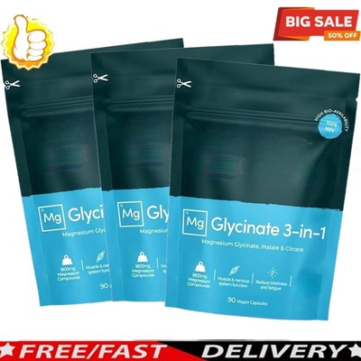 Magnesium Glycinate 3-in-1 Complex,Magnesium Supplements High Absorption 90 C9L9