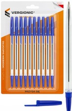 Set di penne a sfera blu trasparenti da 1 mm, 10 pezzi, per ufficio e scuola.