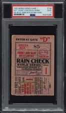 1932 WORLD SERIES GAME 1 LOU GEHRIG WS HR#5 BABE RUTH HIT/RBI/3RUNS TICKET PSA 2