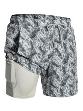 2 in 1 Men's Swim Trunks 7" Quick Dry Board Shorts with Compression Liner Swi...