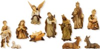 Krippenfiguren 11-Teilig Set FüR 15 Cm Figuren Polyresin Gebeizt