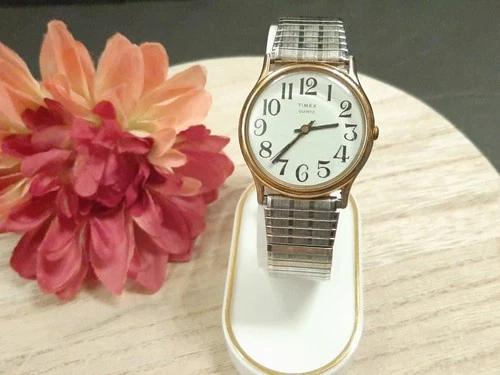 Vintage Men's M Cell Timex Watch Gold Tone , Speidel Band  Needs Battery