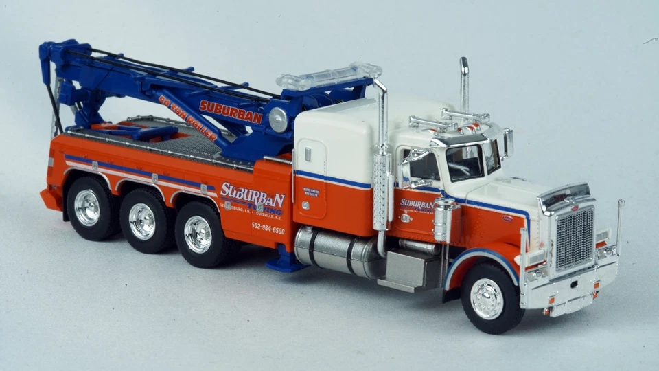 Brekina 1973 Peterbilt 359 Tow Truck Orange/White Suburban #86277 HO 1/87 Scale - Image 4 of 4