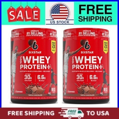 (2 pack) Six Star Pro Nutrition 100% Whey Protein Powder Plus 30g Protein 1.81lb